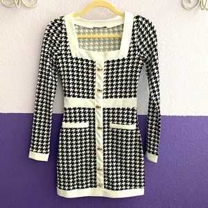 SHEIN houndstooth long sleeve mini dress